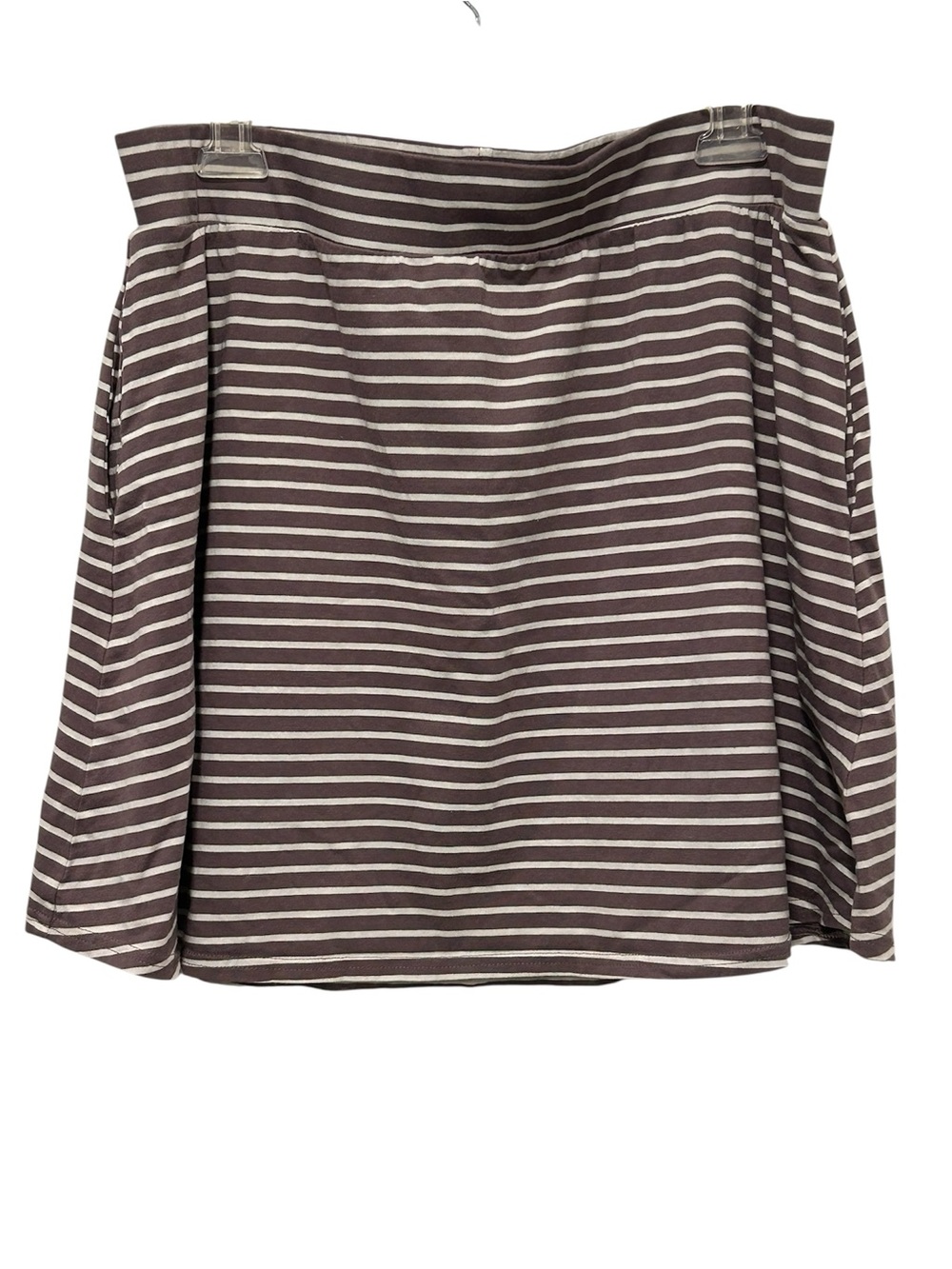 PACT Women’s Purple White Striped Mini Skirt Organic Cotton Stretch Pockets XL